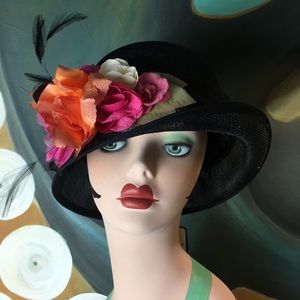 NWT Sinamay Straw Roaring 20's Style Cloche Hat